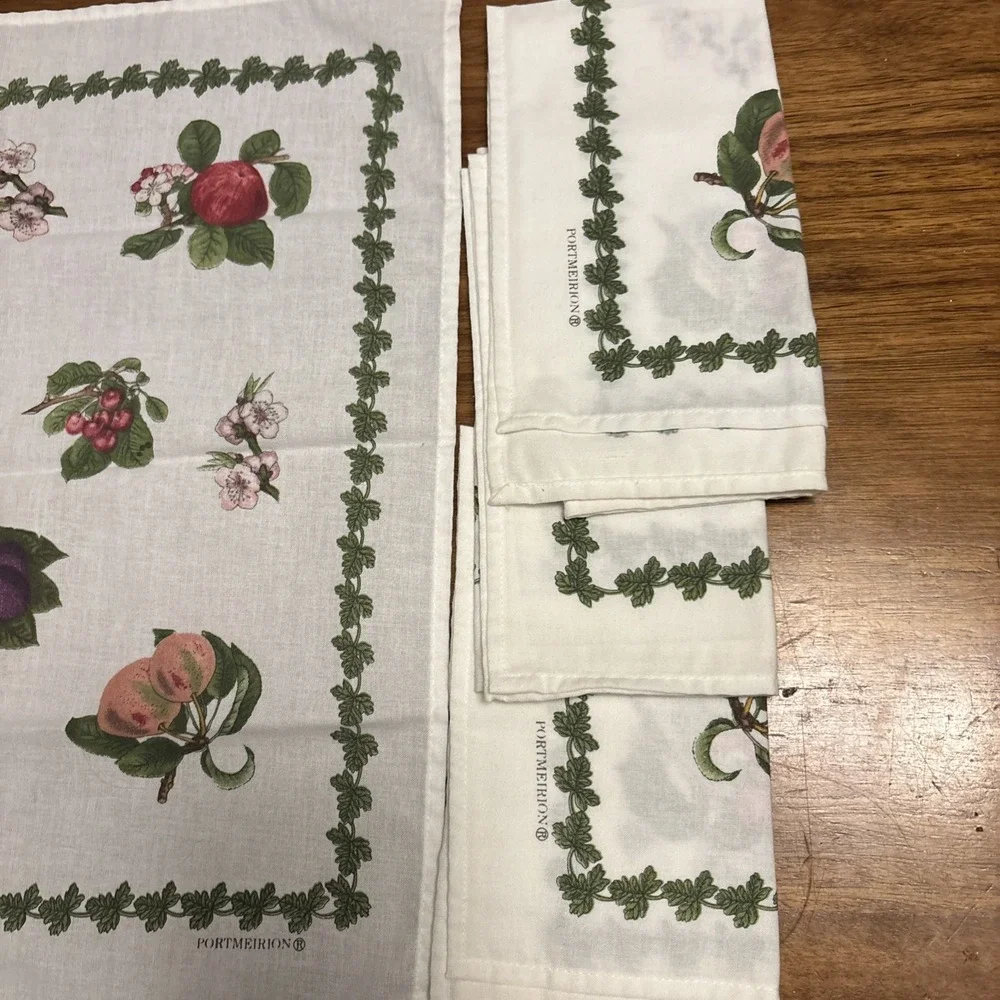 Vintage Portmeirion BOTANIC GARDENS Cotton Napkins - Set Of 4 - Summer Fruits